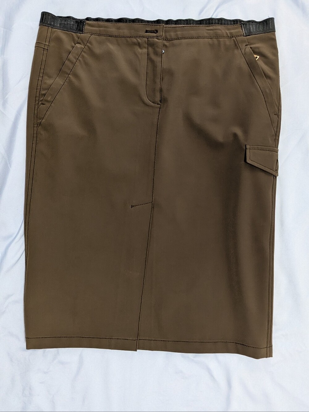 Vintage Y2k Prada Sport Linea Rossa Brown Nylon Cargo Skirt Italy IT 44 US 8 M